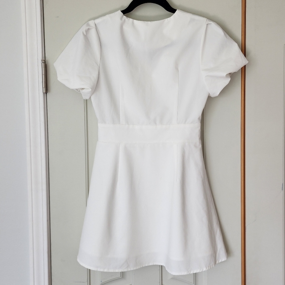 B.BStudio White A-Line Lace Detail Puff Sleeve Mini Dress S - Picture 5 of 10